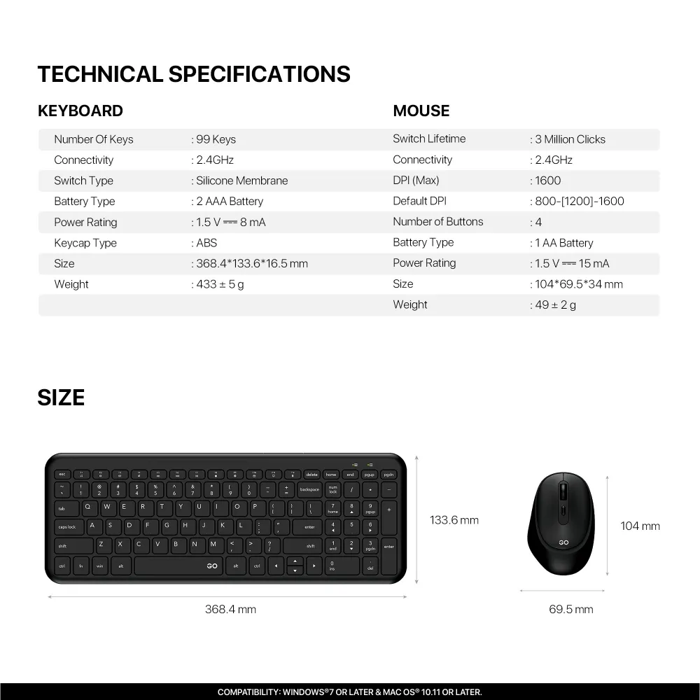 Combo mis tastatura wireless Fantech WK-901 GO plavi