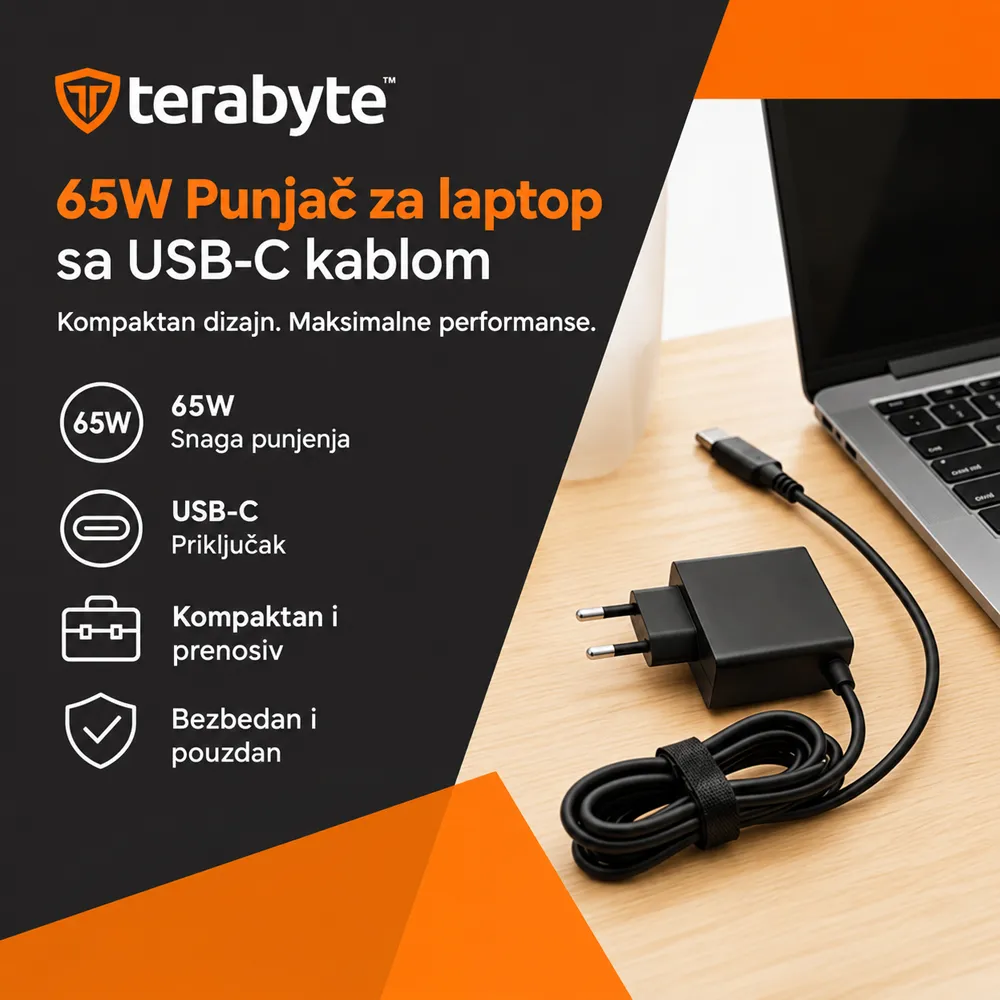 Punjac za laptop Terabyte PD65W-EF Type C 20V 3.25A 65W HQ EM