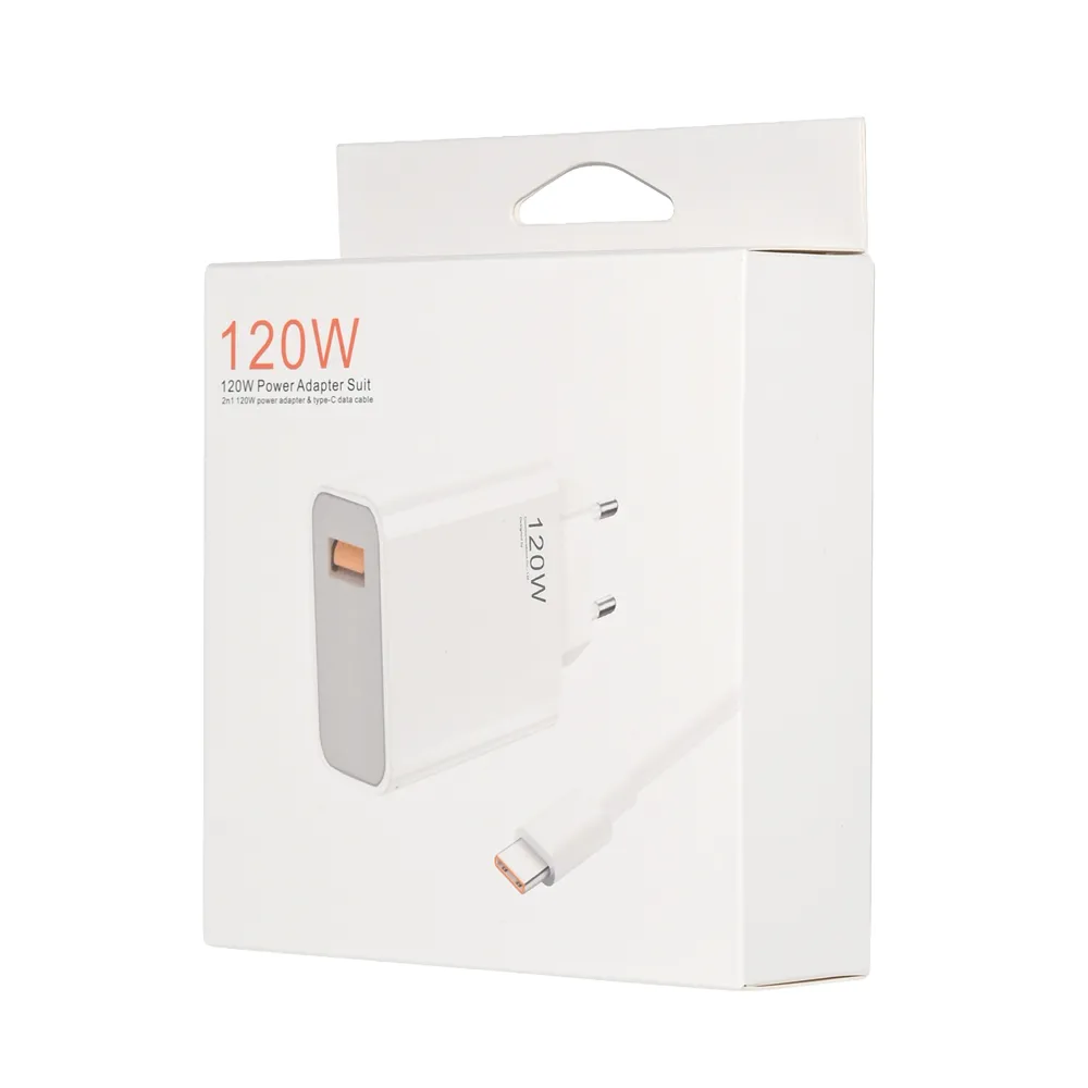 Kucni punjac Fast charger 120W za Xiaomi sa USB na Type c kablom beli