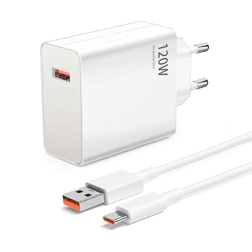Kucni punjac Fast charger 120W za Xiaomi sa USB na Type c kablom beli