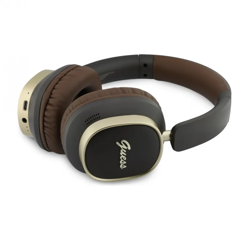 Bluetooth slusalice Guess ENC Rectangle Metal Script braon(GUBHV28HGCSMW)