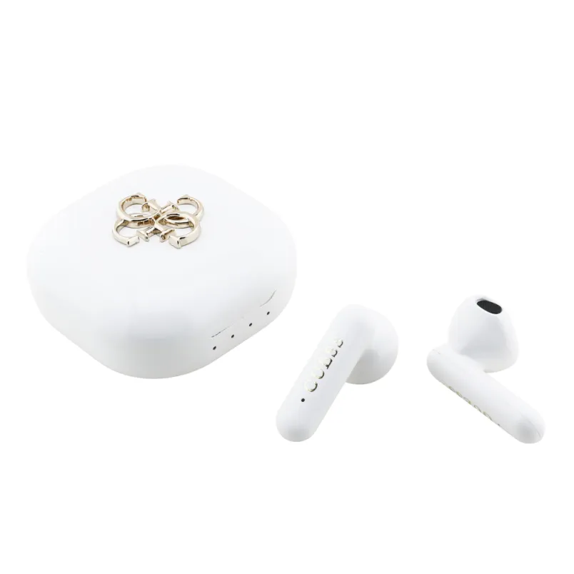 Bluetooth slusalice Guess TWS 4G Metal logo bele (GUTWSJ7HE4GH)