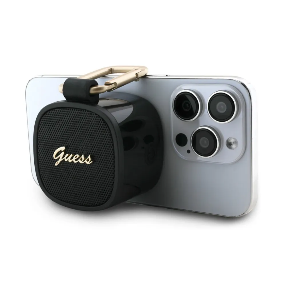 Bluetooth zvucnik Guess Magsafe Script Logo crni sa kukom (GUWSB4HGSPLK)