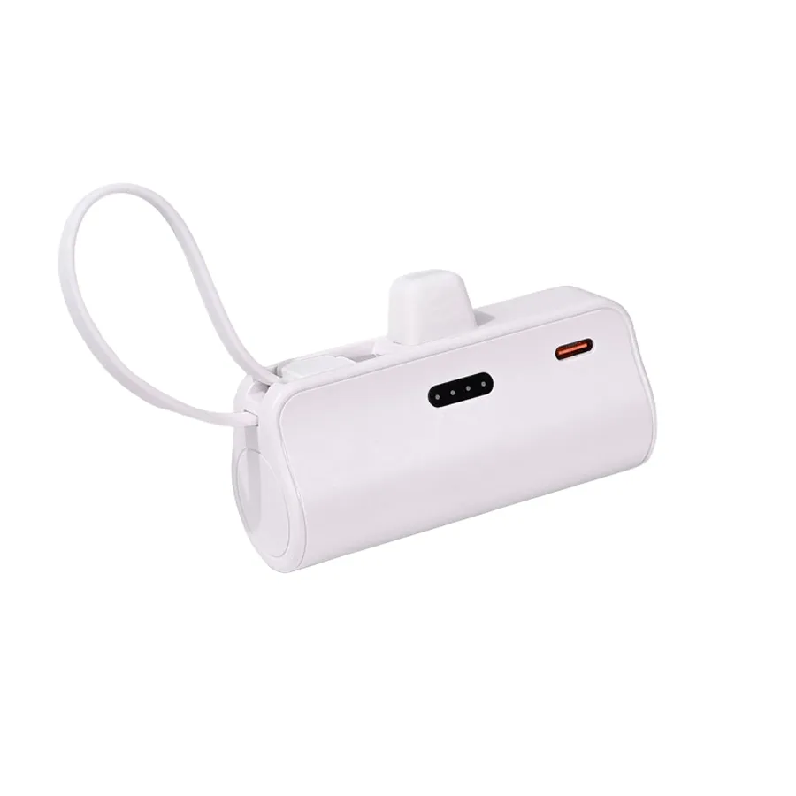 Power bank prenosiva baterija privezak 5000mAh 15W Type C bela