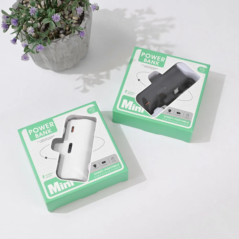 Power bank prenosiva baterija privezak 5000mAh 15W Type C bela