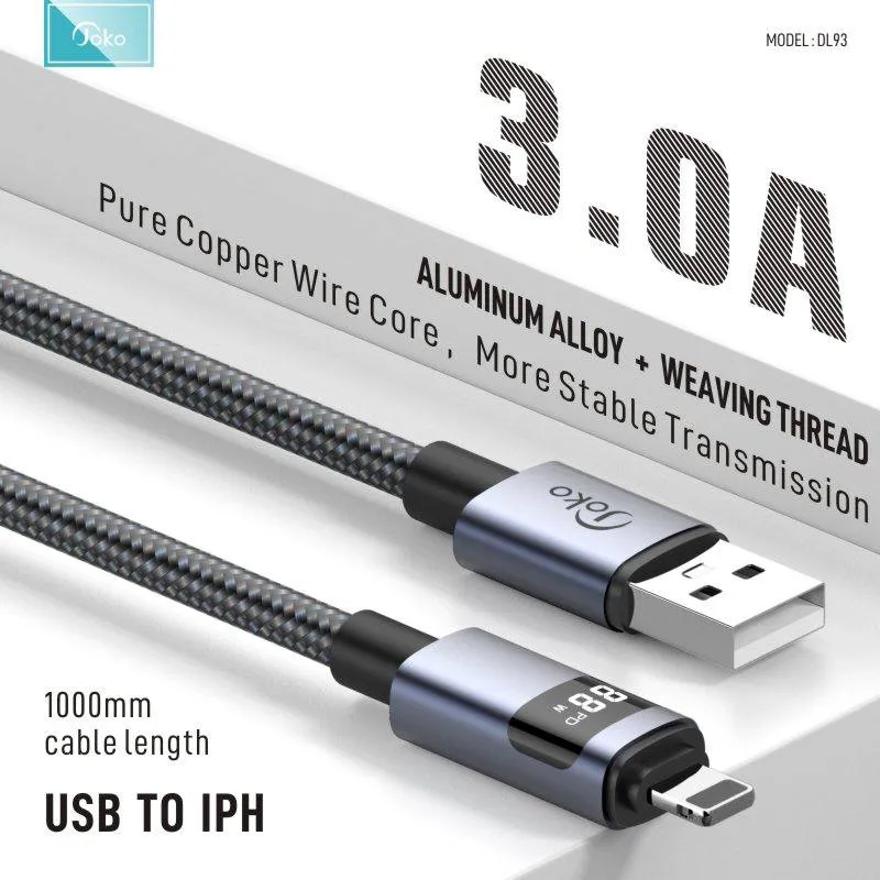 Data kabl KONFULON DL93, LCD Display, USB na iPhone lightning 1m
