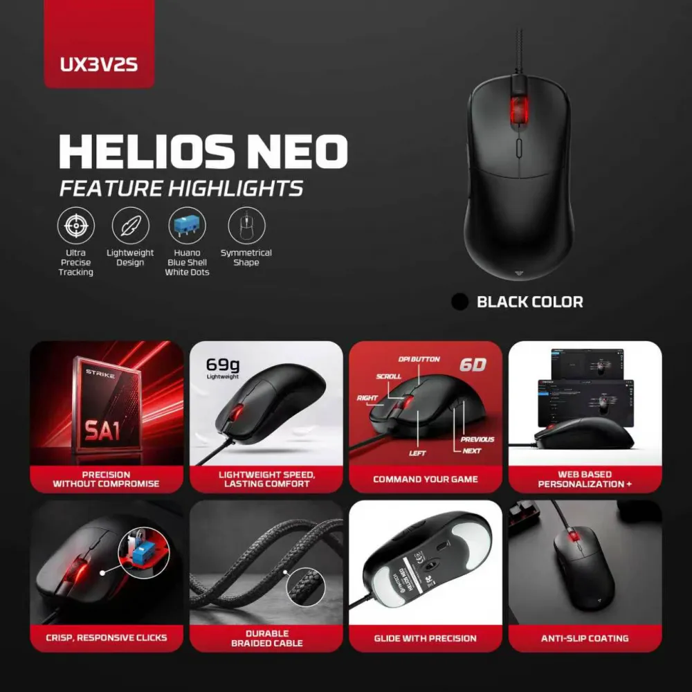 Mis Gaming Fantech UX3V2S Helios II Neo crni
