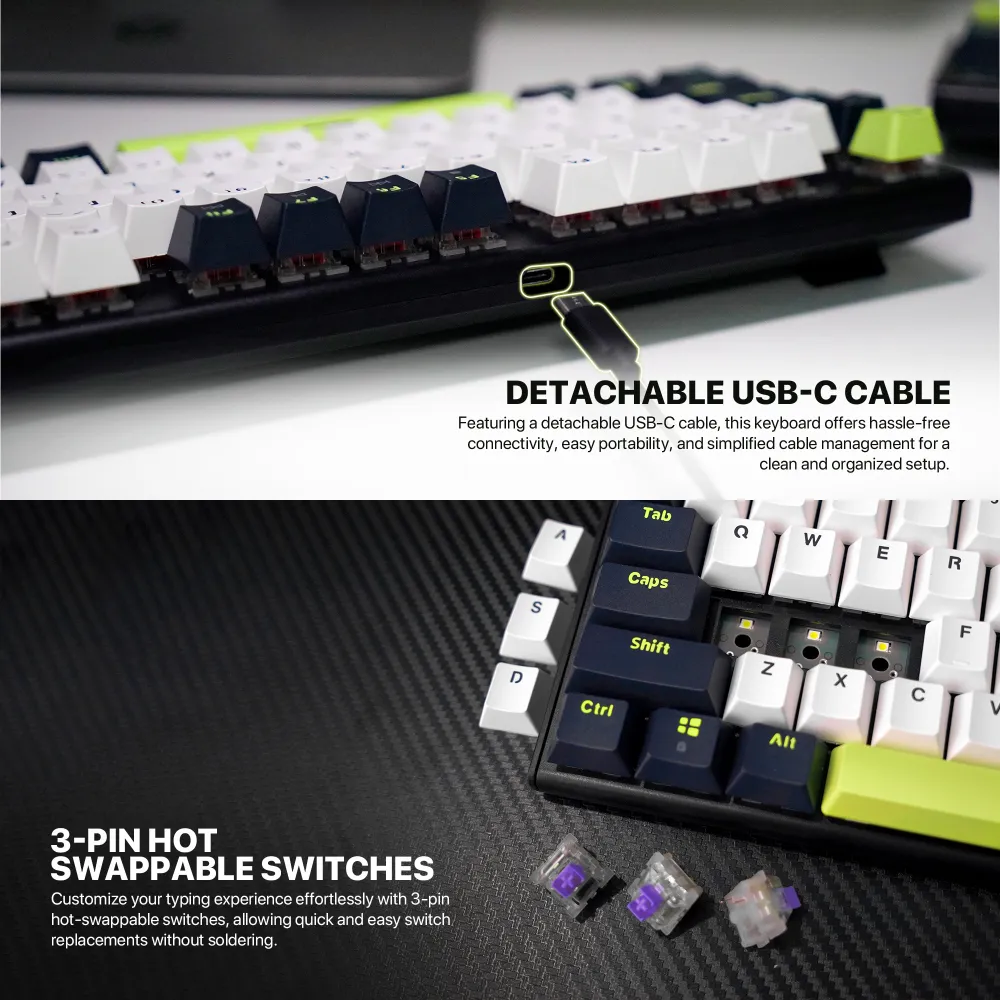 Tastatura Mehanicka Gaming Fantech MK878S RGB Atom 104S Mori bela (taro switch)