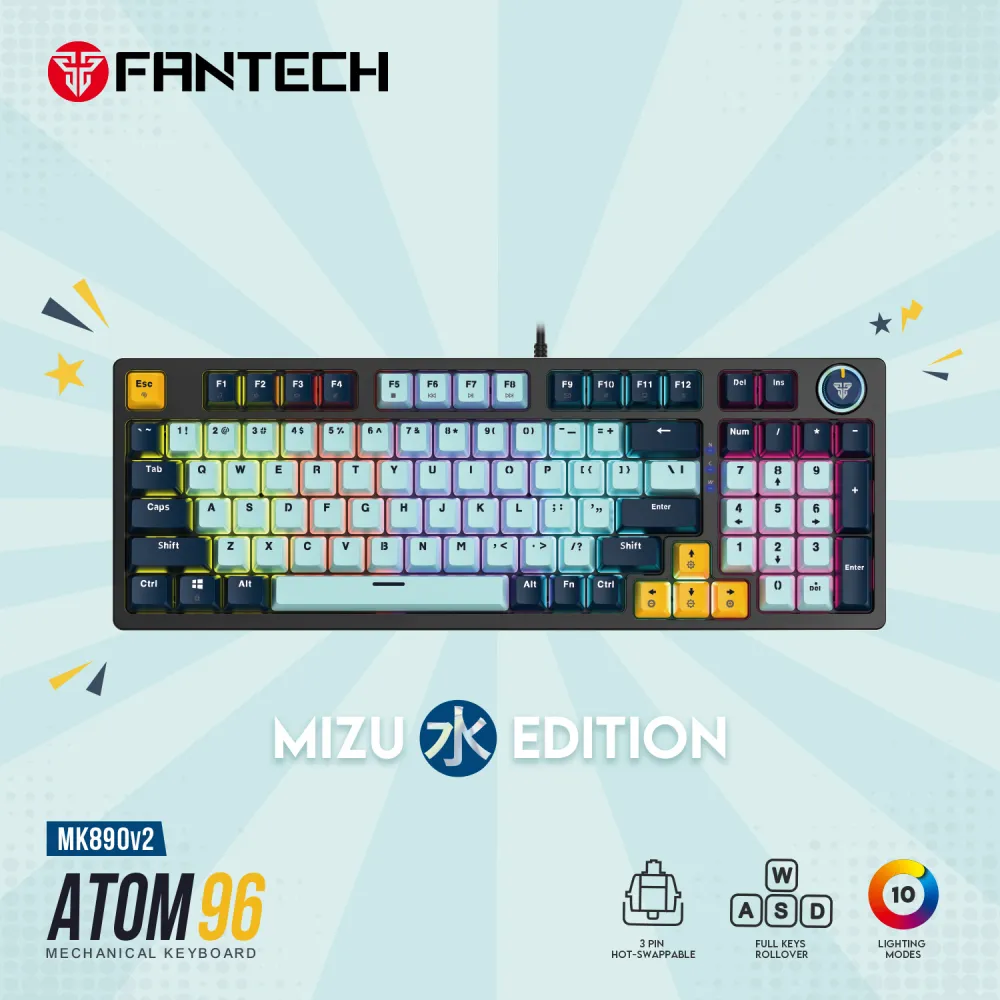 Tastatura Mehanicka Gaming Fantech MK890V2 RGB Atom MK96 SkyBlue (Taro switch)