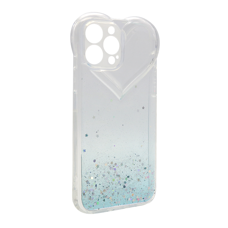 Futrola Sparkly Heart za iPhone 13 Pro Max (6.7) mint