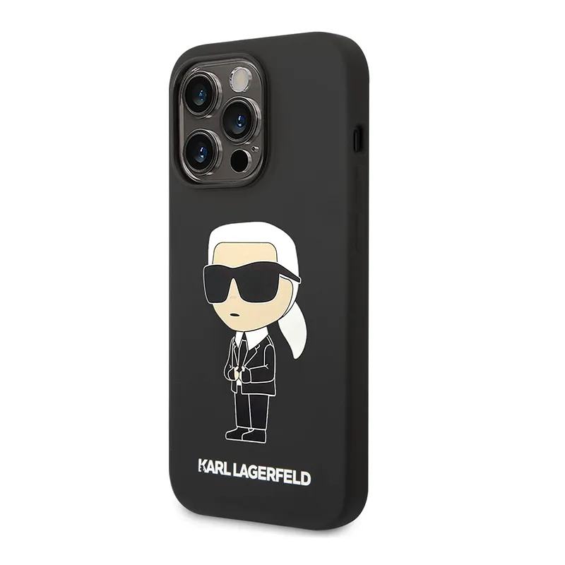 Futrola silikon Karl Lagerfeld NFT Ikonik Hard Case za Iphone 14 Pro crna Full ORG (KLHCP14LSNIKBC)