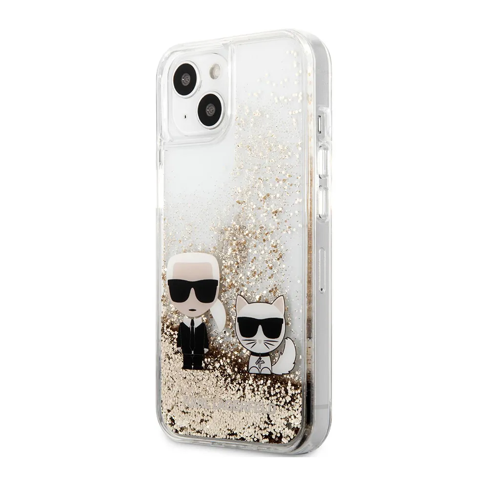 Futrola Karl Lagerfeld Liquid Glitter Karl And Choupette za Iphone 13 srebrna Full ORG (KLHCP13MGKCD)