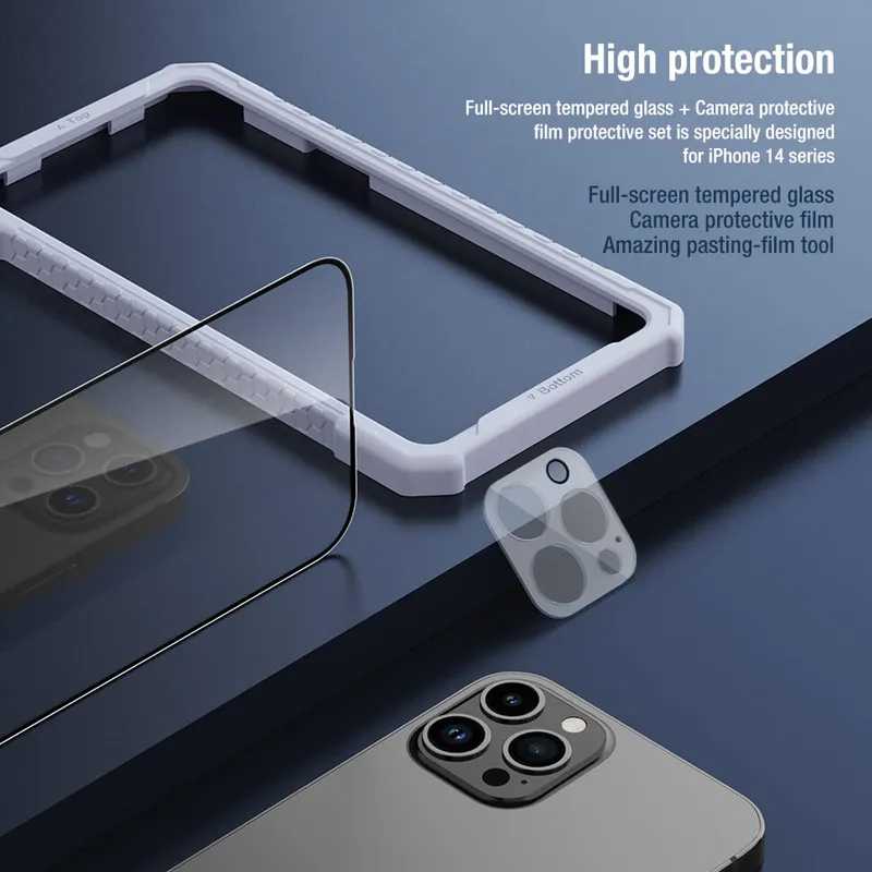 Folija za zastitu ekrana GLASS Nillkin 2u1 HD za iPhone 14 Pro (6.1) crna