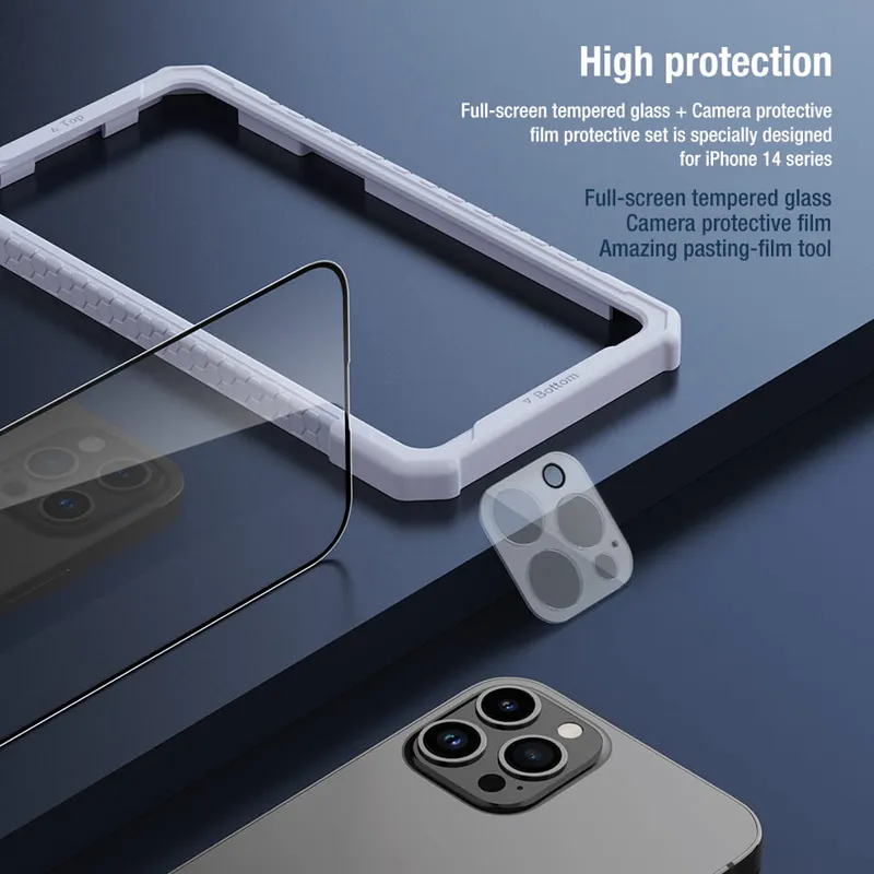 Folija za zastitu ekrana GLASS Nillkin 2u1 HD za iPhone 14 Pro Max (6.7) crna