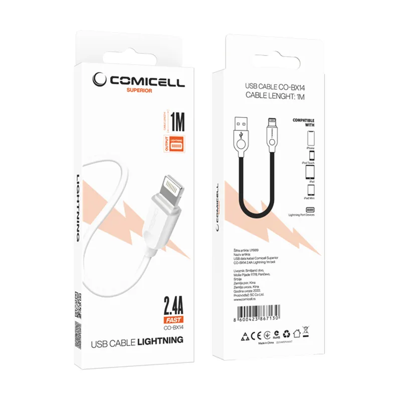 USB data kabal Comicell Superior CO-BX14 2.4A Lightning 1m beli