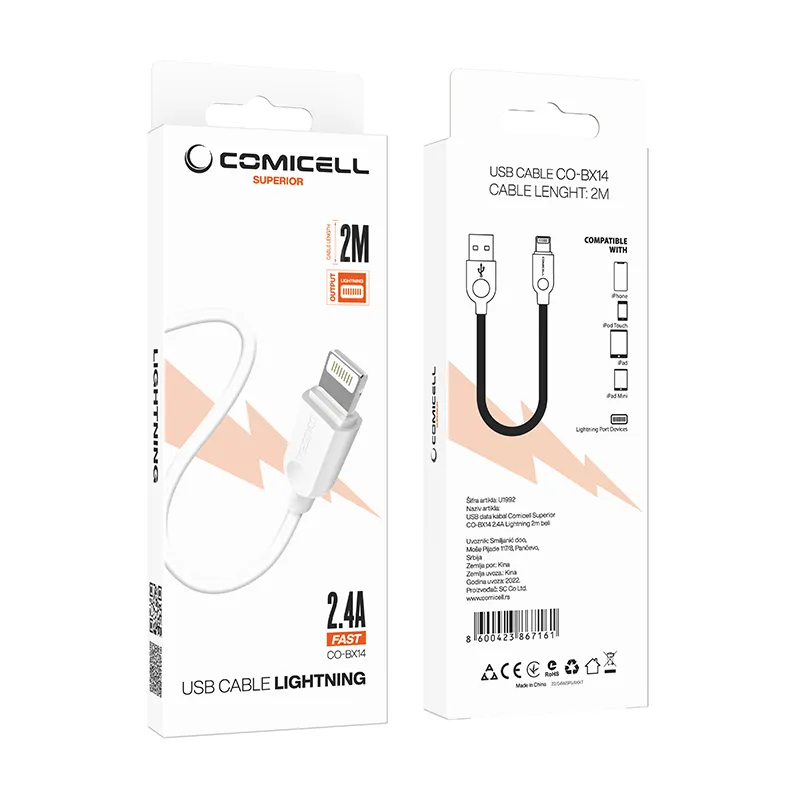 USB data kabal Comicell Superior CO-BX14 2.4A Lightning 2m beli