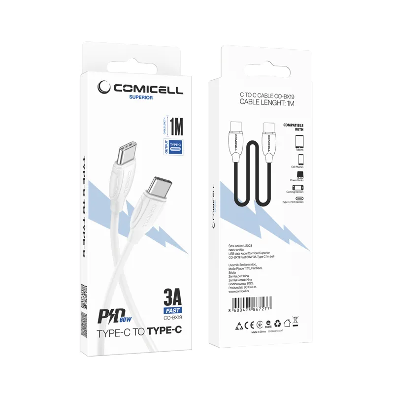 USB data kabal Comicell Superior CO-BX19 Fast 60W 3A Type C 1m beli