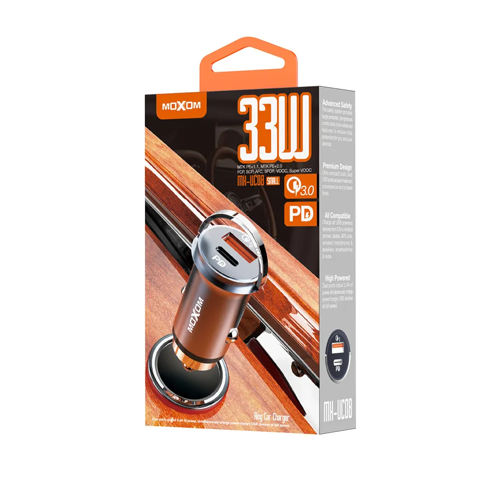 Auto punjac MOXOM MX-VC08 fast PD3.0+QC3.0 33W crni