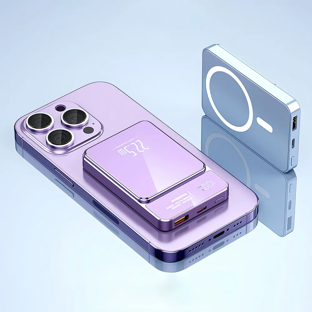 Power bank MagSafe M50 15W PD 20W+22.5W Fast 5000mAh ljubicasti