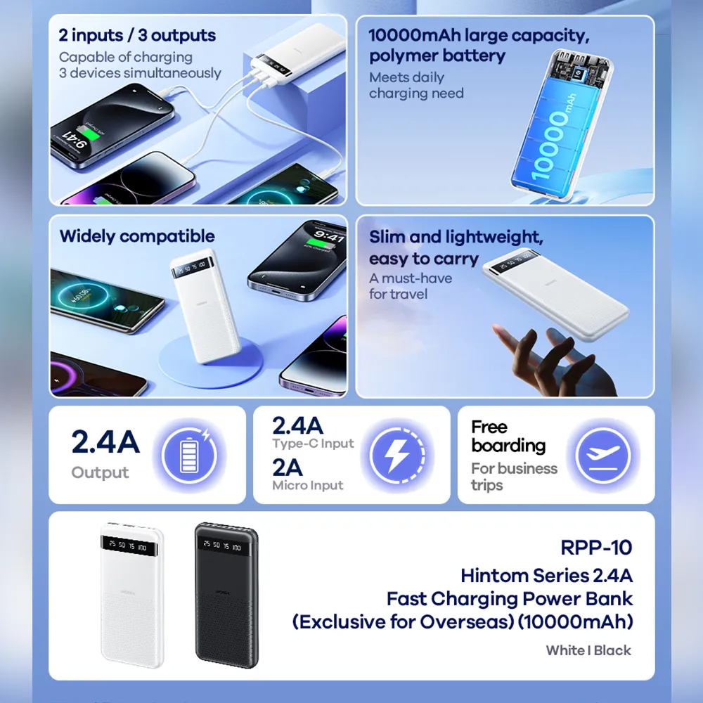 Power bank REMAX RPP-10 10000mAh crni