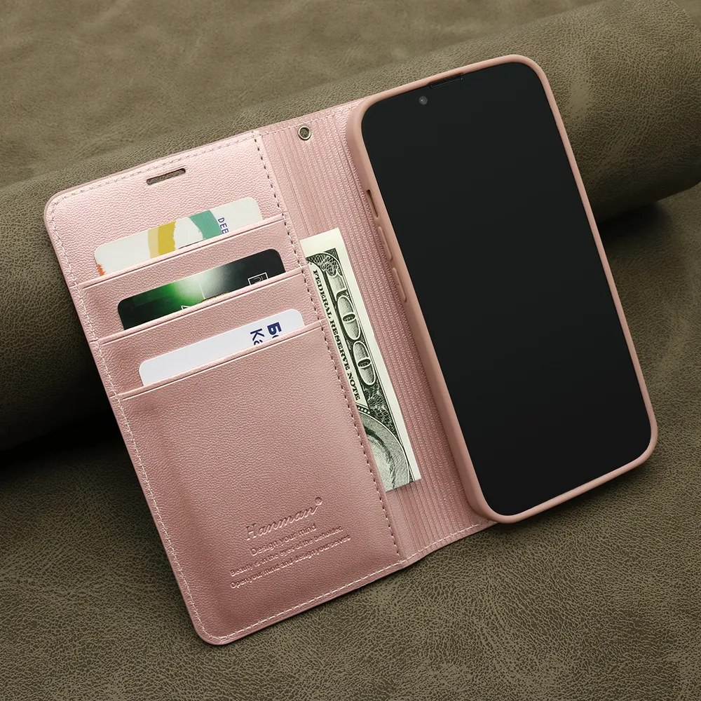 Futrola BI FOLD HANMAN za iPhone 15 Pro (6.1) svetlo roze