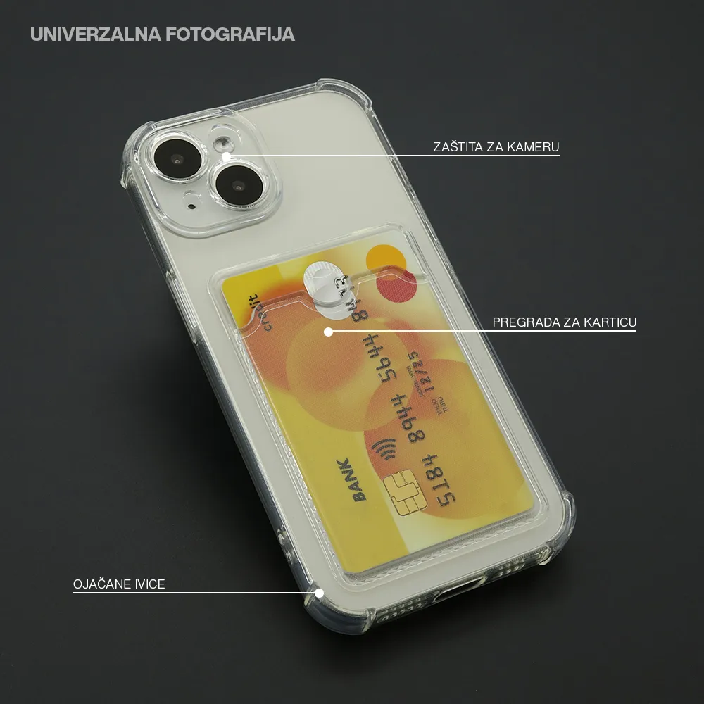Futrola TRANSPARENT CARD POCKET za iPhone 15 Plus (6.7) providna
