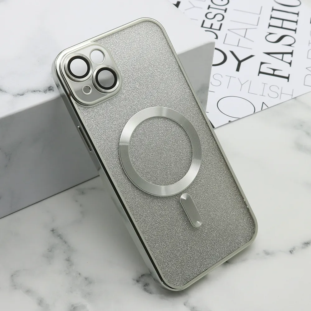 Futrola GLITTER MAGSAFE za iPhone 15 Plus (6.7) srebrna