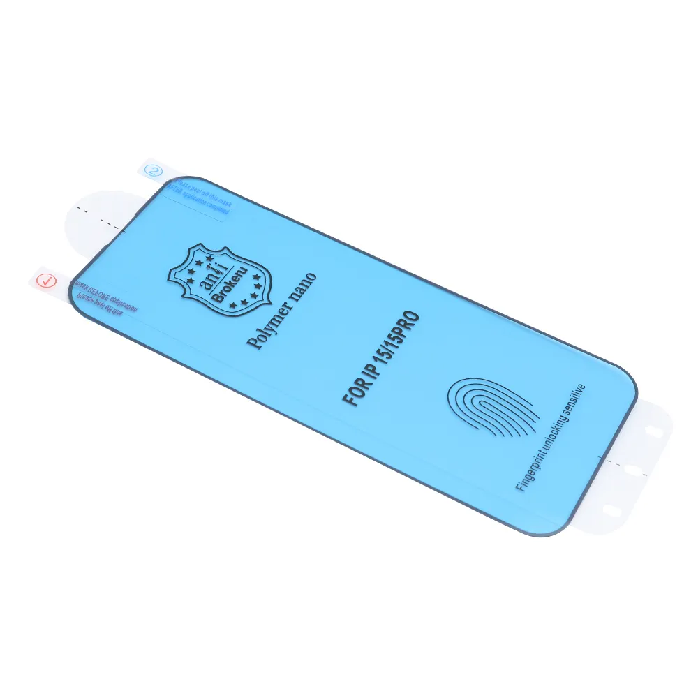 Folija za zastitu ekrana POLYMER NANO za iPhone 15 (6.1)/iPhone 15 Pro (6.1)/iPhone 16 (6.1) crna