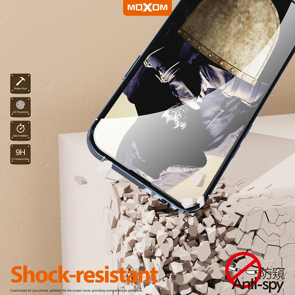 Folija za zastitu ekrana GLASS MOXOM 20D PRIVACY za iPhone 15 Pro (6.1)