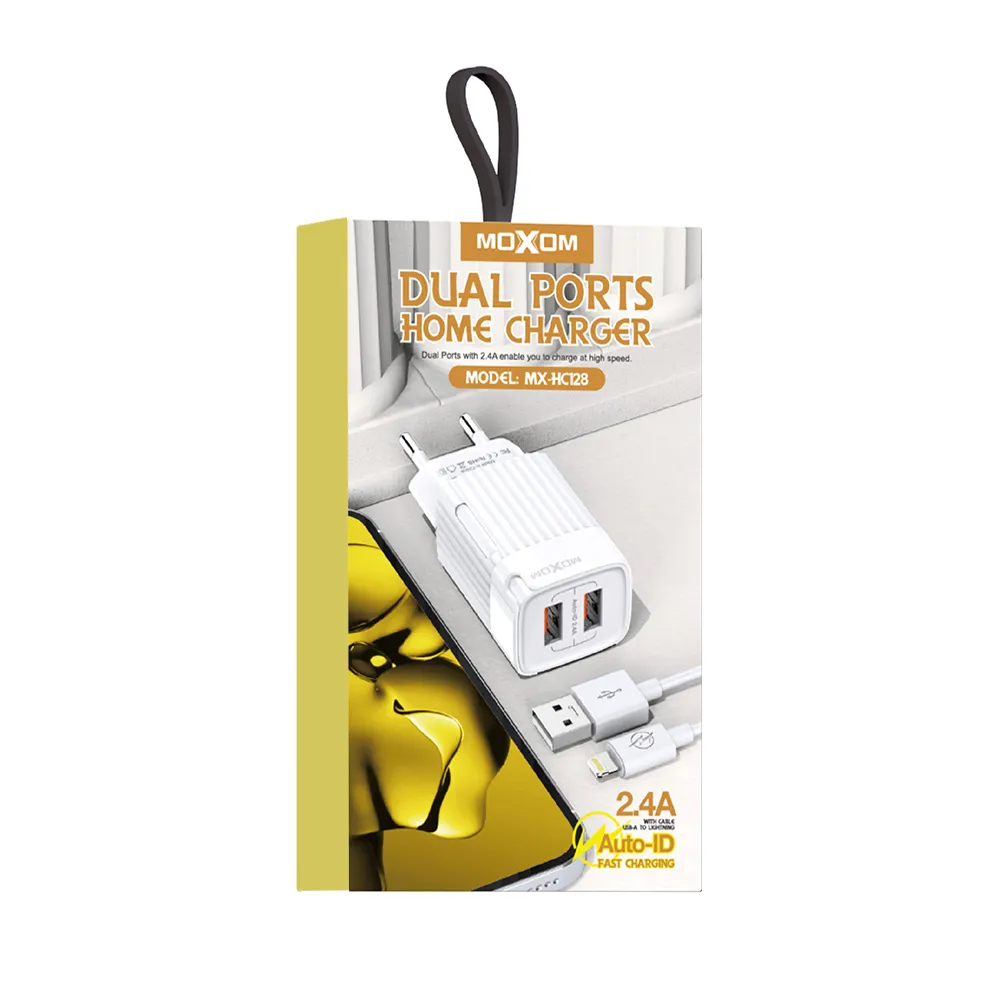 Kucni punjac Moxom MX-HC128 2.4A 2xUSB Lightning beli