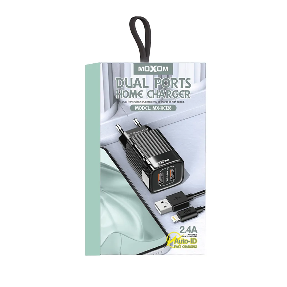 Kucni punjac Moxom MX-HC128 2.4A 2xUSB Lightning crni