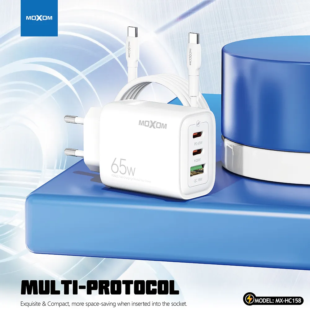 Kucni punjac Moxom MX-HC158 QC3.0 65W Type-C na Type-C beli