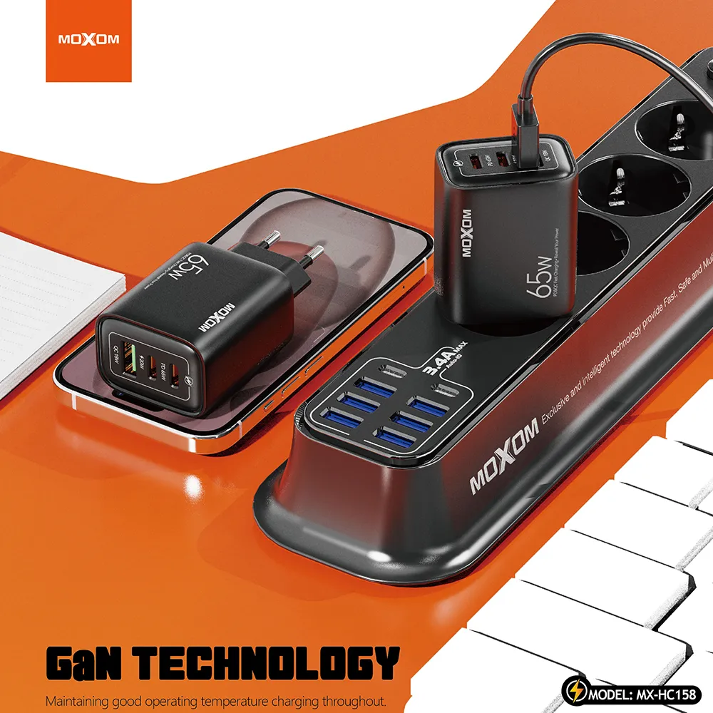 Kucni punjac Moxom MX-HC158 QC3.0 65W Type-C na Type-C crni