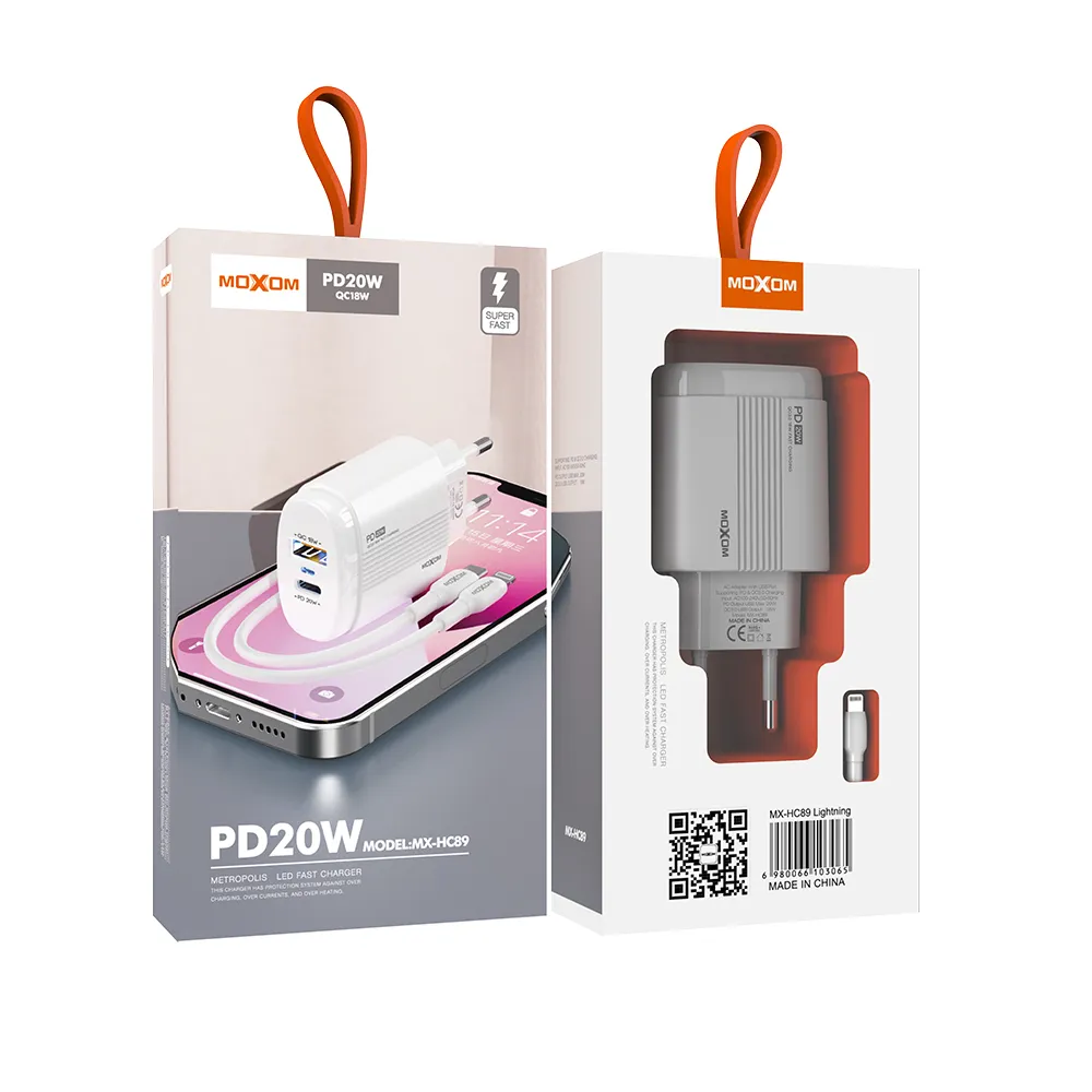 Kucni punjac Moxom MX-HC89 20W Type-C na Lightning beli