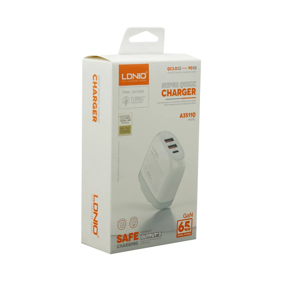 Kucni punjac LDNIO A3511Q 65W GaN Type-C na Type-C beli