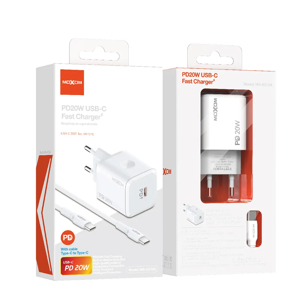 Kucni punjac Moxom MX-HC164 PD 20W Type-C na Type-C beli