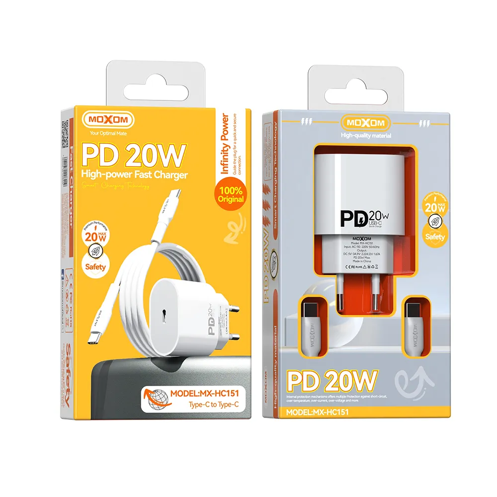 Kucni punjac Moxom MX-HC151 Type-C na Type-C beli