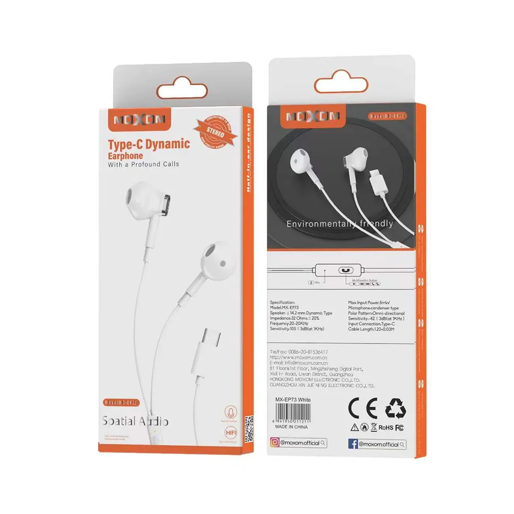 Slusalice Moxom MX-EP73 Type-C bele