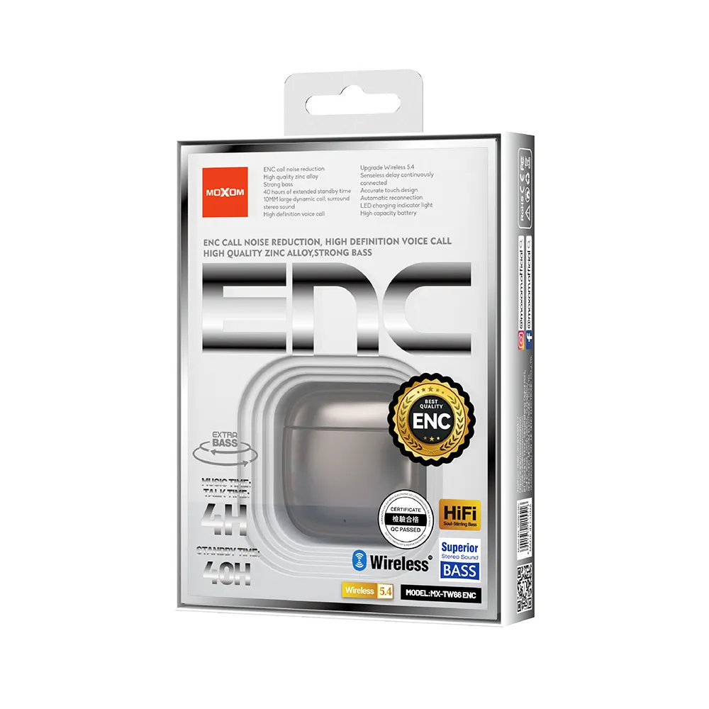 Slusalice bluetooth Moxom MX-TW66 ENC sive