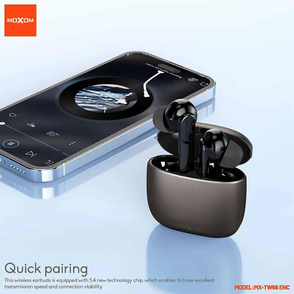 Slusalice bluetooth Moxom MX-TW66 ENC sive