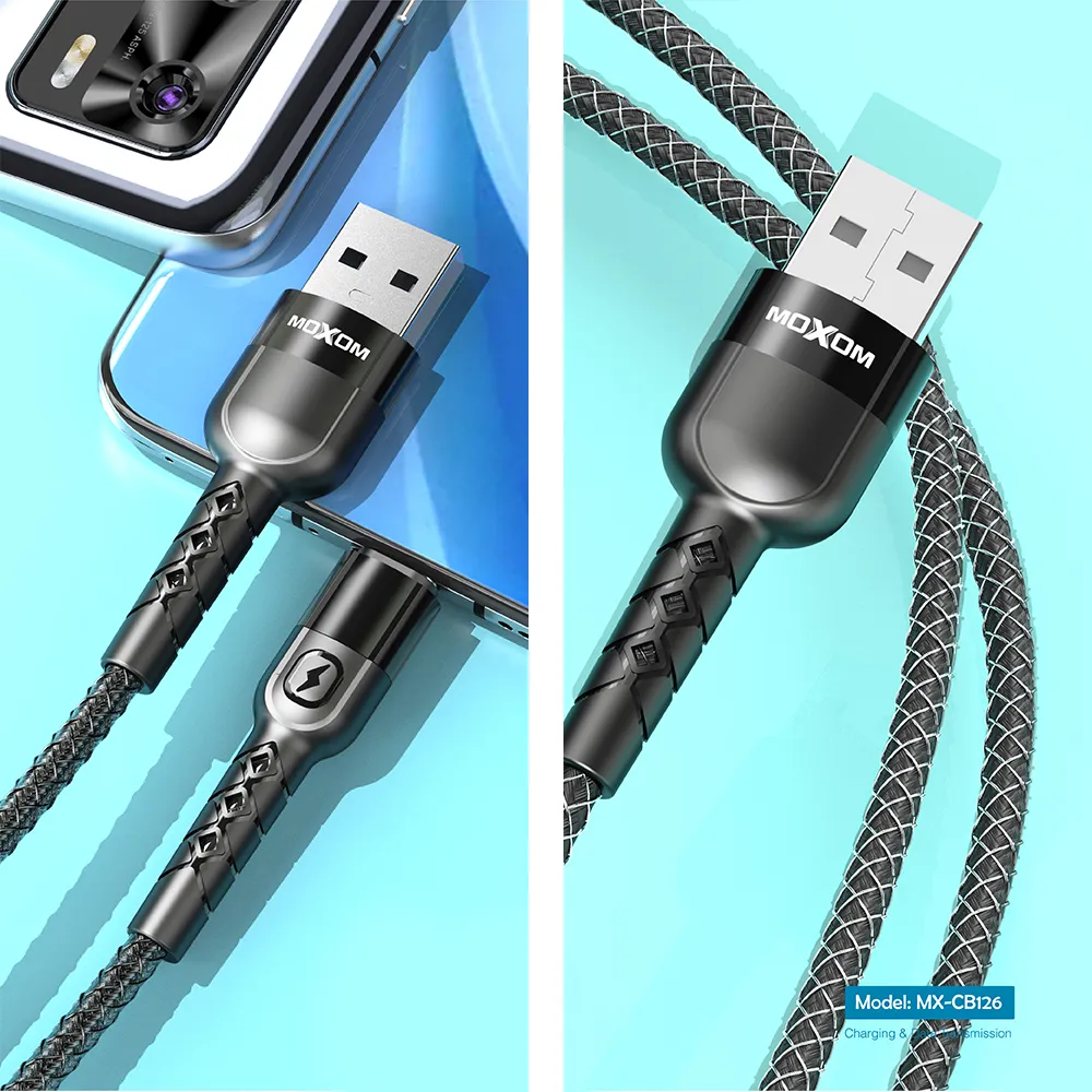 USB data kabal Moxom MX-CB126 3A Type C 1m crni