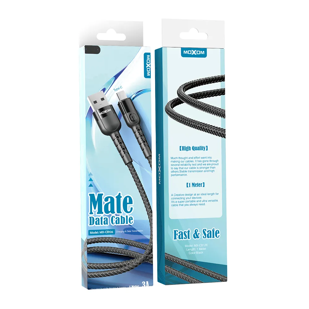 USB data kabal Moxom MX-CB126 3A Type C 1m crni