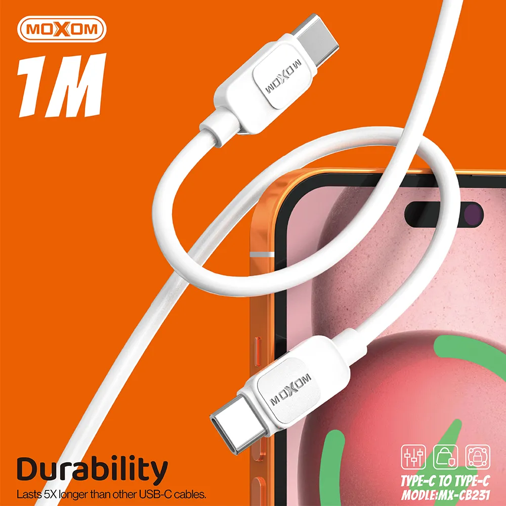 USB data kabal Moxom MX-CB231 PD 60W Type-C na Type-C 1m crni