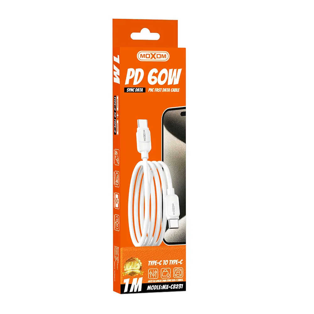 USB data kabal Moxom MX-CB231 PD 60W Type-C na Type-C 1m crni