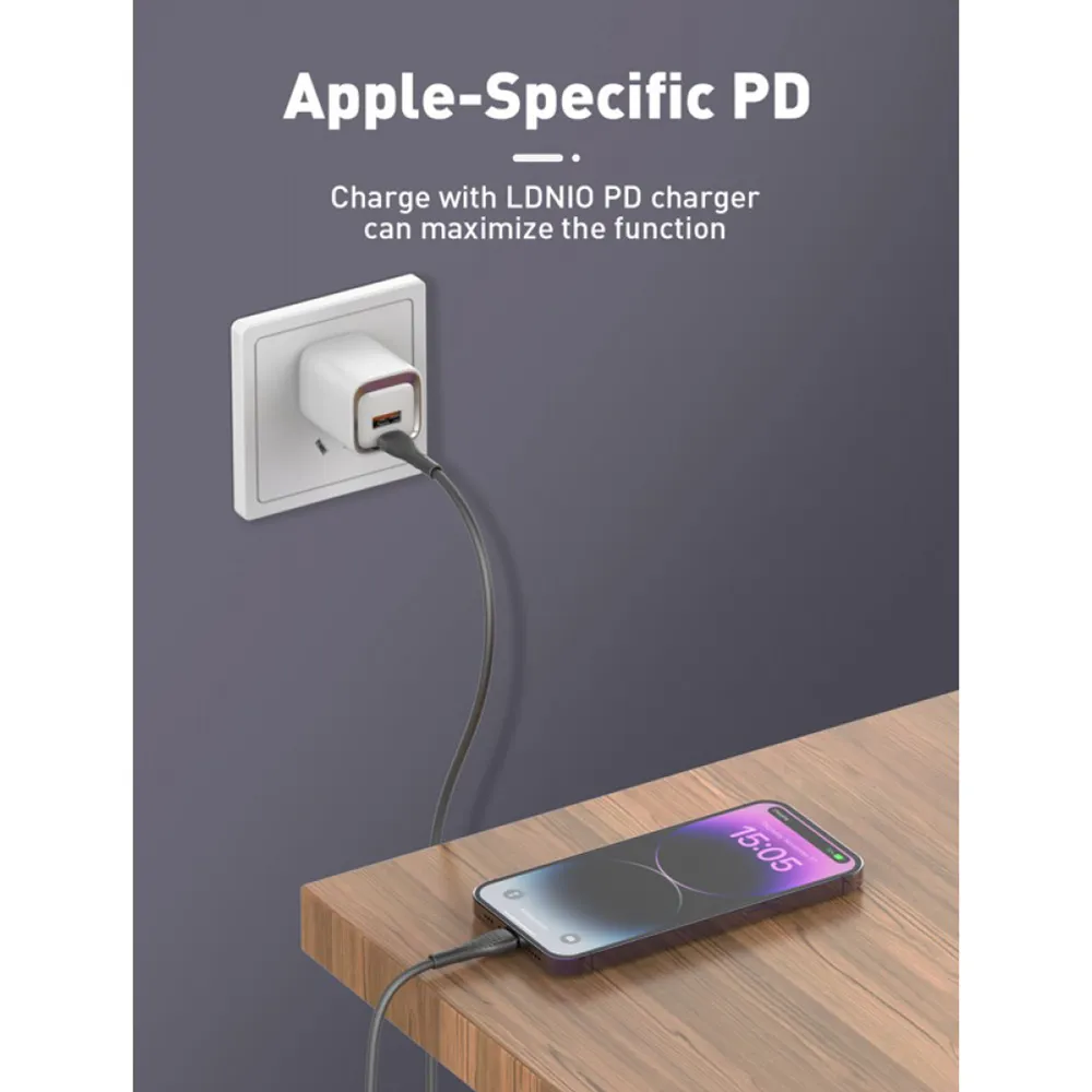 USB data kabal LDNIO LC671 Type-C na Lightning 1m crni