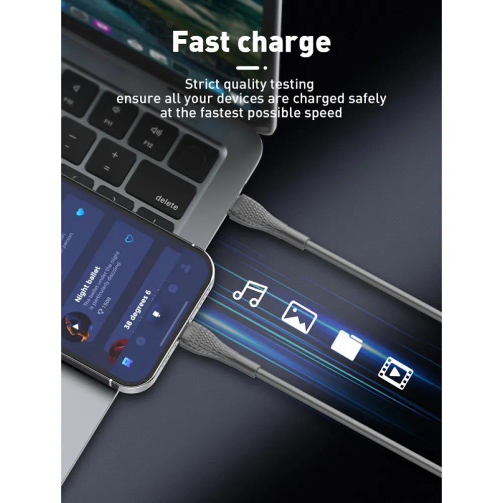 USB data kabal LDNIO LC671 Type-C na Lightning 1m crni