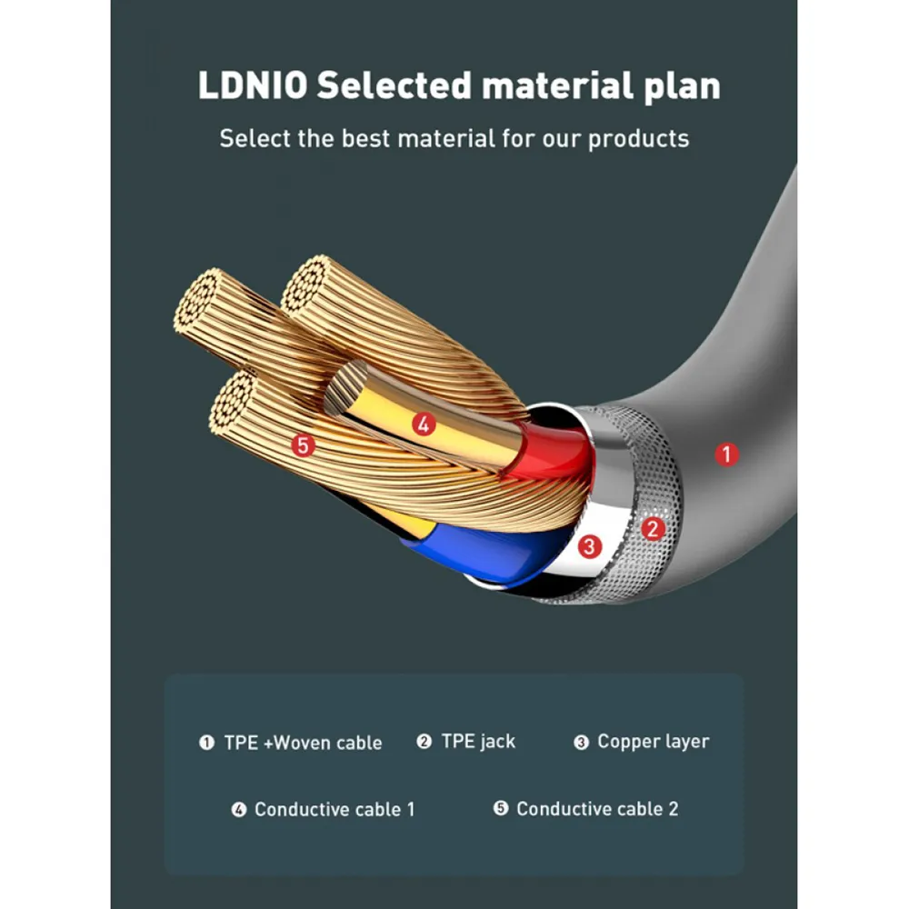 USB data kabal LDNIO LC671 Type-C na Lightning 1m crni