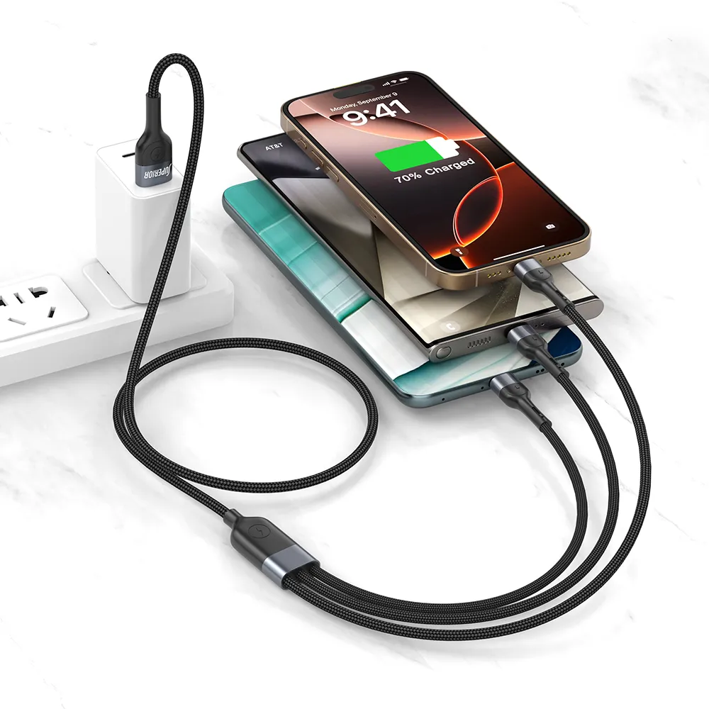 USB data kabal Superior SU-K106 3in1 Lightning/Micro/Type C 1m crni