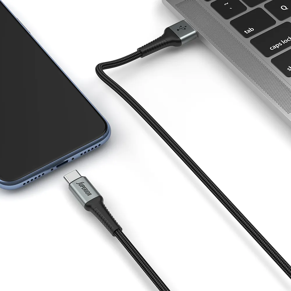 USB data kabal Superior SU-K104 Fast 18W 2A USB A na Type C 1m crni