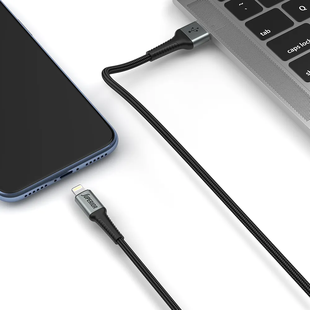 USB data kabal Superior SU-K104 Fast 12W 2.4A USB A na Lightning 1m crni